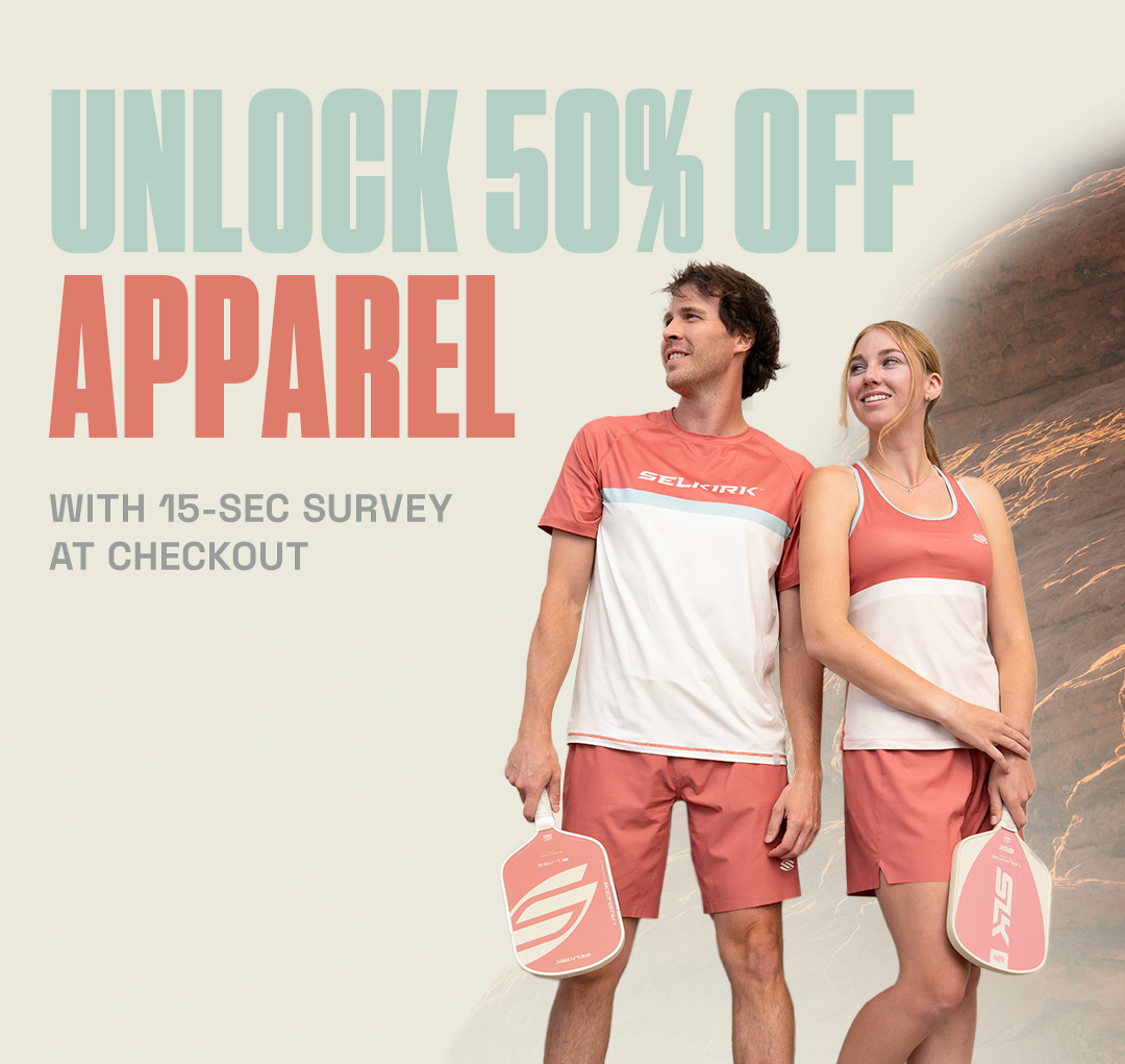 Unlock 50% off apparel with 15 seconds survey at checkout